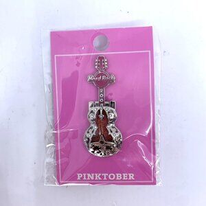 Hard Rock Cafe Pinktober Guitar Pin 2008 Hinged Front Breast Cancer Awareness